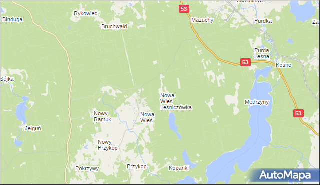 mapa Nowa Wieś Leśniczówka, Nowa Wieś Leśniczówka na mapie Targeo