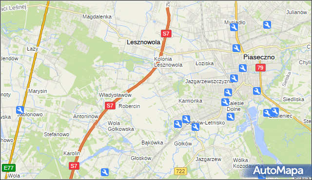 mapa Bobrowiec gmina Piaseczno, Bobrowiec gmina Piaseczno na mapie Targeo