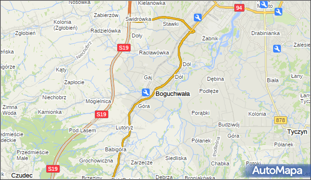 mapa Boguchwała powiat rzeszowski, Boguchwała powiat rzeszowski na mapie Targeo