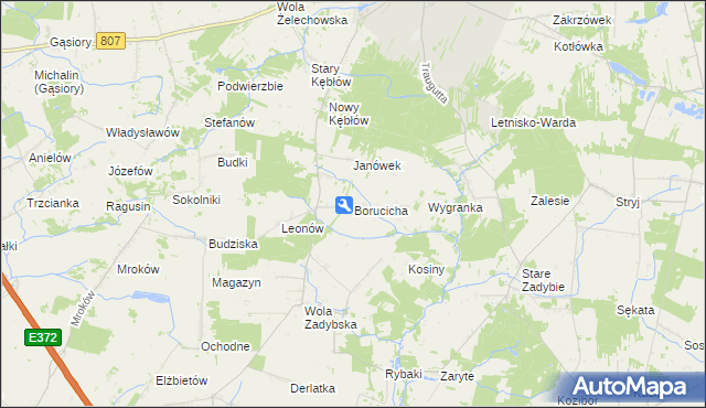 mapa Borucicha, Borucicha na mapie Targeo