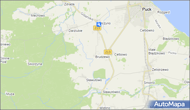 mapa Brudzewo gmina Puck, Brudzewo gmina Puck na mapie Targeo