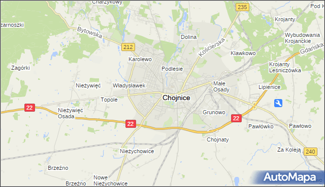 mapa Chojnic, Chojnice na mapie Targeo