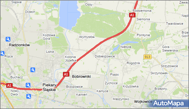 mapa Dobieszowice gmina Bobrowniki, Dobieszowice gmina Bobrowniki na mapie Targeo