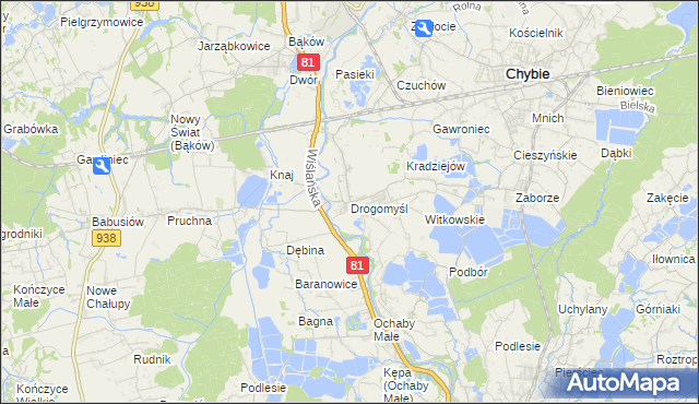 mapa Drogomyśl, Drogomyśl na mapie Targeo