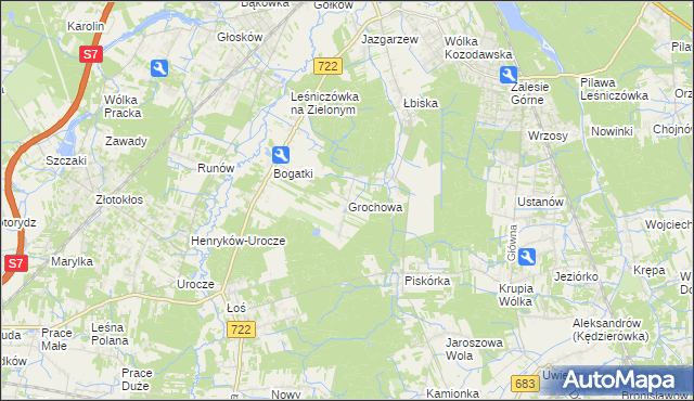 mapa Grochowa gmina Piaseczno, Grochowa gmina Piaseczno na mapie Targeo