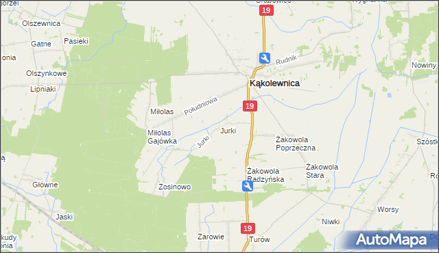 mapa Jurki gmina Kąkolewnica, Jurki gmina Kąkolewnica na mapie Targeo