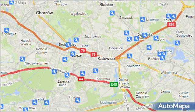 mapa Katowic, Katowice na mapie Targeo