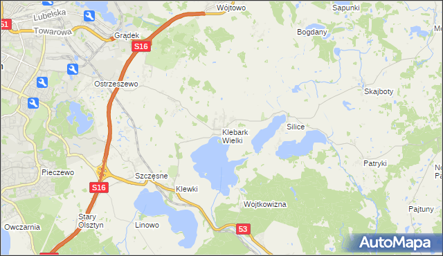 mapa Klebark Wielki, Klebark Wielki na mapie Targeo