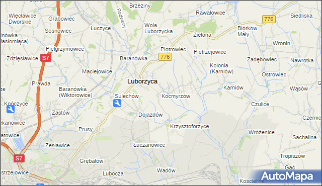 mapa Kocmyrzów, Kocmyrzów na mapie Targeo