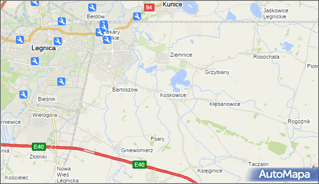 mapa Koskowice, Koskowice na mapie Targeo