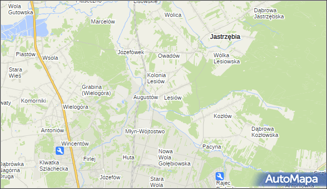 mapa Lesiów, Lesiów na mapie Targeo