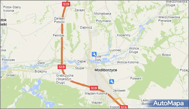 mapa Lute Doły, Lute Doły na mapie Targeo