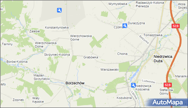 mapa Majdan Borzechowski, Majdan Borzechowski na mapie Targeo