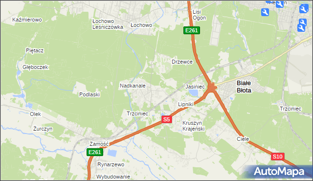 mapa Murowaniec gmina Białe Błota, Murowaniec gmina Białe Błota na mapie Targeo