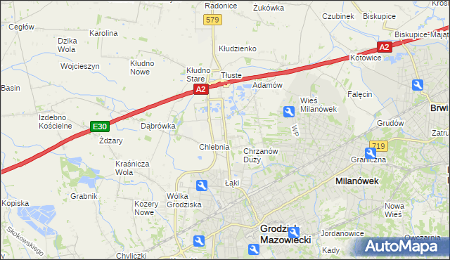 mapa Natolin gmina Grodzisk Mazowiecki, Natolin gmina Grodzisk Mazowiecki na mapie Targeo