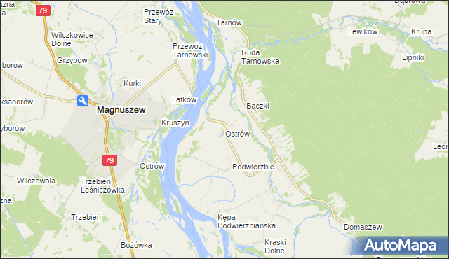 mapa Ostrów gmina Maciejowice, Ostrów gmina Maciejowice na mapie Targeo