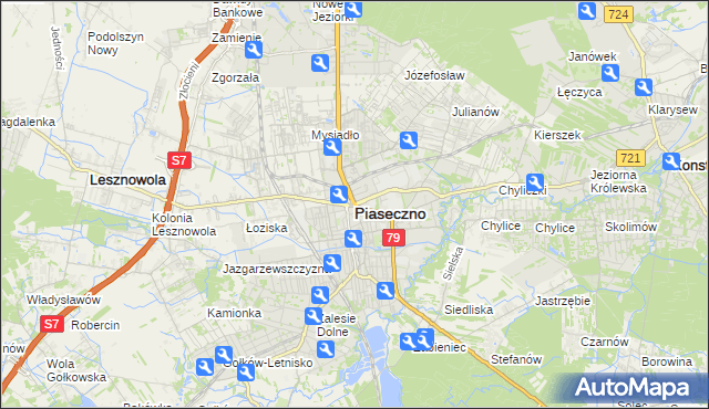 mapa Piaseczno, Piaseczno na mapie Targeo