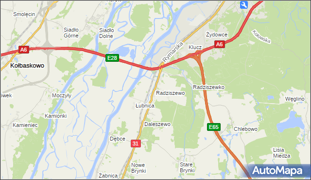 mapa Radziszewo gmina Gryfino, Radziszewo gmina Gryfino na mapie Targeo