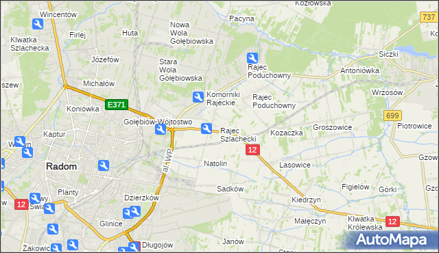 mapa Rajec Szlachecki, Rajec Szlachecki na mapie Targeo