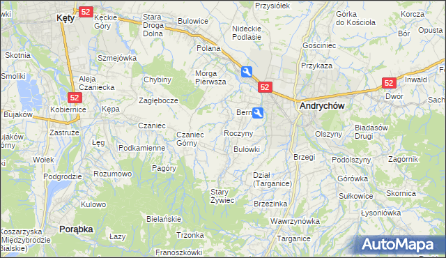 mapa Roczyny, Roczyny na mapie Targeo
