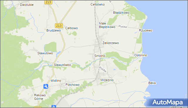 mapa Smolno gmina Puck, Smolno gmina Puck na mapie Targeo