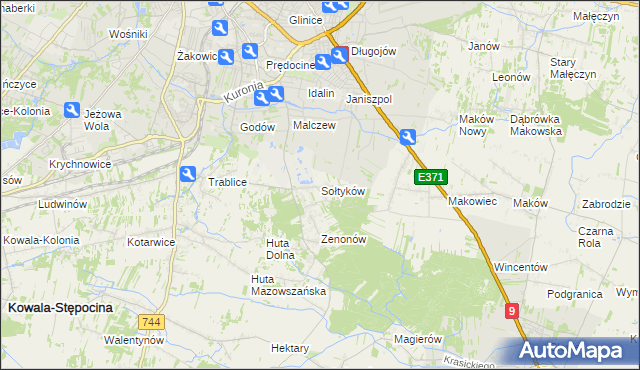 mapa Sołtyków gmina Skaryszew, Sołtyków gmina Skaryszew na mapie Targeo