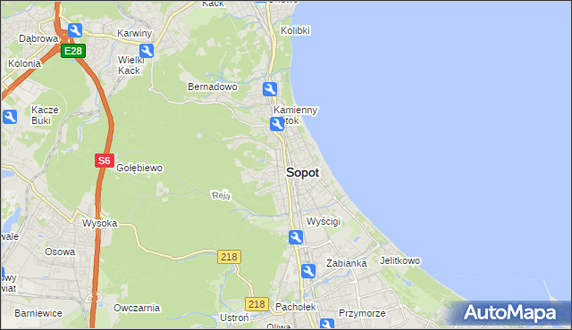 mapa Sopotu, Sopot na mapie Targeo