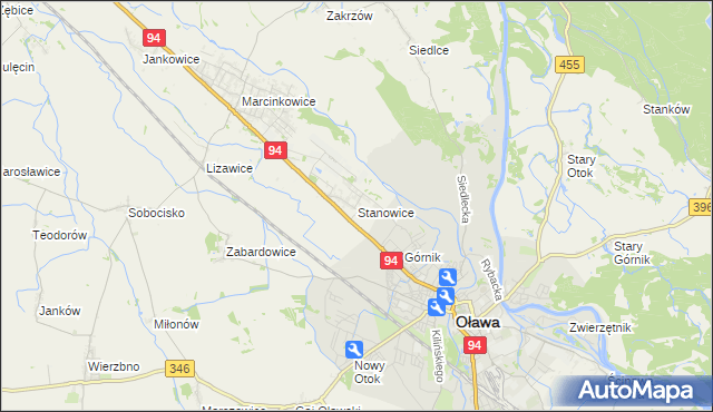 mapa Stanowice gmina Oława, Stanowice gmina Oława na mapie Targeo