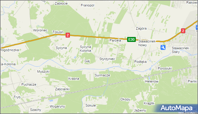 mapa Styrzyniec, Styrzyniec na mapie Targeo