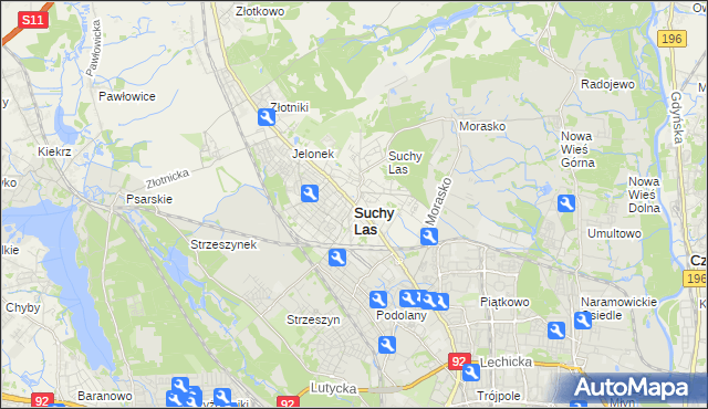 mapa Suchy Las powiat poznański, Suchy Las powiat poznański na mapie Targeo