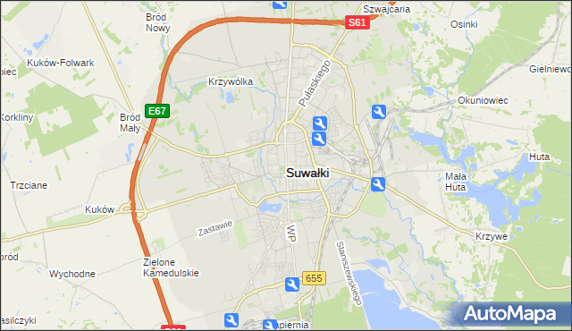 mapa Suwałk, Suwałki na mapie Targeo
