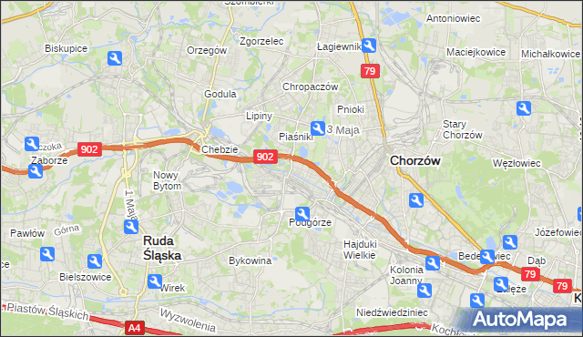 mapa Świętochłowice, Świętochłowice na mapie Targeo