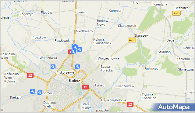 mapa Wojciechówka gmina Żelazków, Wojciechówka gmina Żelazków na mapie Targeo