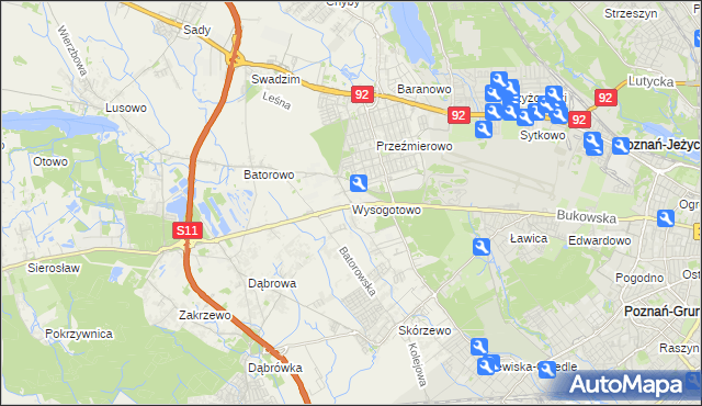 mapa Wysogotowo, Wysogotowo na mapie Targeo