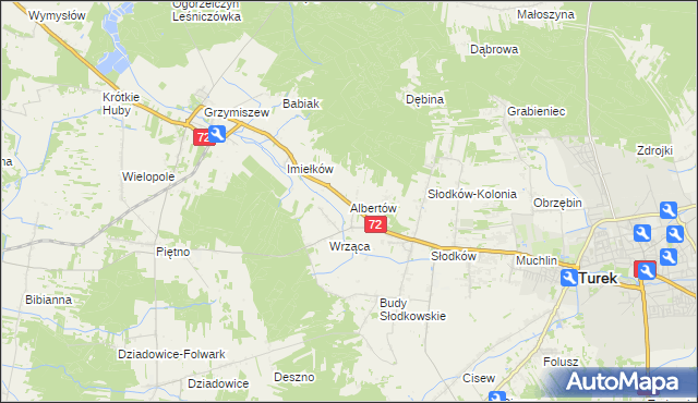 mapa Albertów gmina Turek, Albertów gmina Turek na mapie Targeo