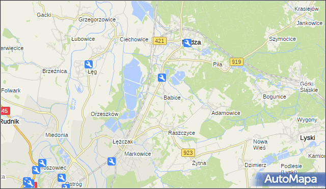 mapa Babice gmina Nędza, Babice gmina Nędza na mapie Targeo