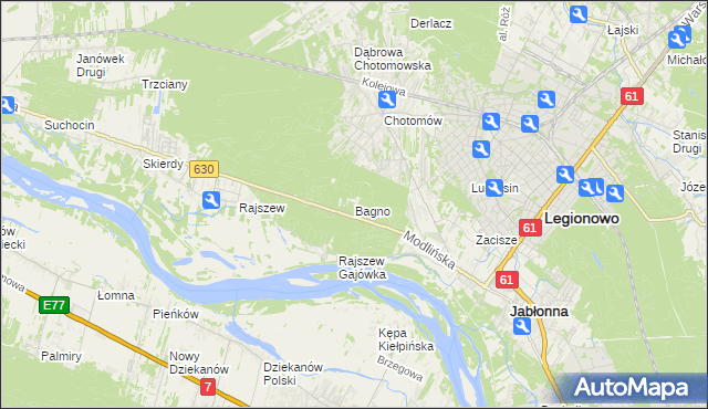 mapa Bagno gmina Jabłonna, Bagno gmina Jabłonna na mapie Targeo