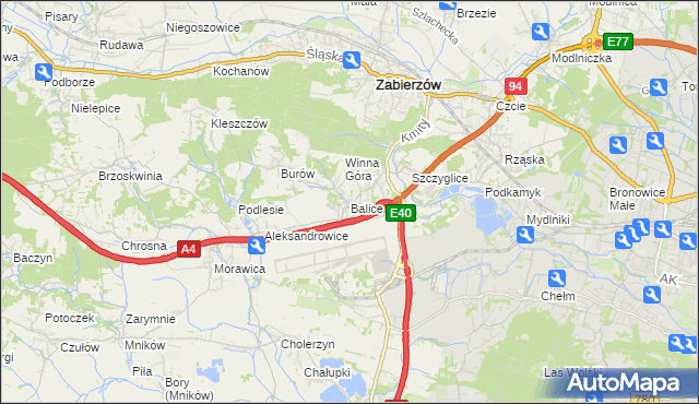 mapa Balice gmina Zabierzów, Balice gmina Zabierzów na mapie Targeo
