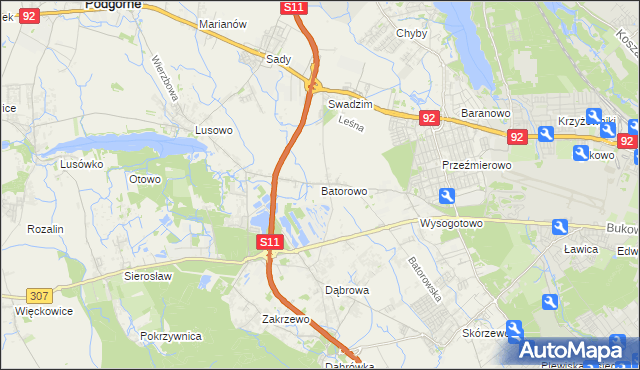 mapa Batorowo gmina Tarnowo Podgórne, Batorowo gmina Tarnowo Podgórne na mapie Targeo