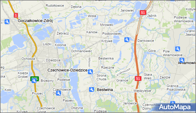 mapa Bestwinka, Bestwinka na mapie Targeo