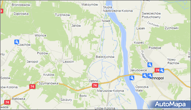 mapa Biedrzychów gmina Ożarów, Biedrzychów gmina Ożarów na mapie Targeo