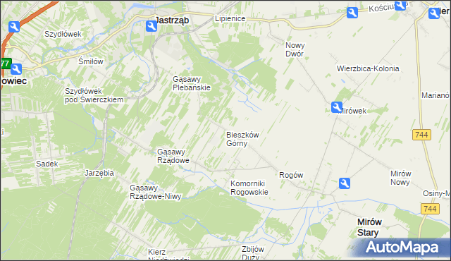 mapa Bieszków Górny, Bieszków Górny na mapie Targeo