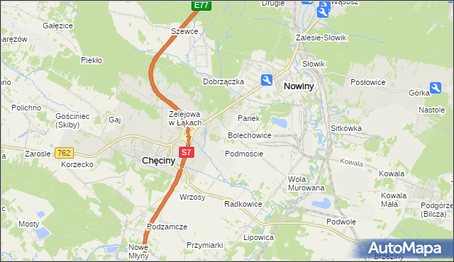 mapa Bolechowice gmina Sitkówka-Nowiny, Bolechowice gmina Sitkówka-Nowiny na mapie Targeo