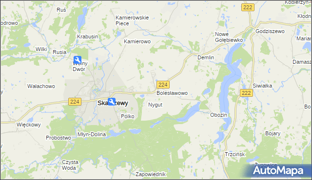 mapa Bolesławowo gmina Skarszewy, Bolesławowo gmina Skarszewy na mapie Targeo