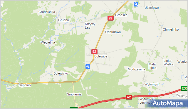 mapa Bolewice gmina Miedzichowo, Bolewice gmina Miedzichowo na mapie Targeo