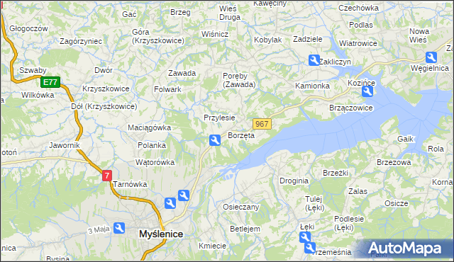 mapa Borzęta, Borzęta na mapie Targeo