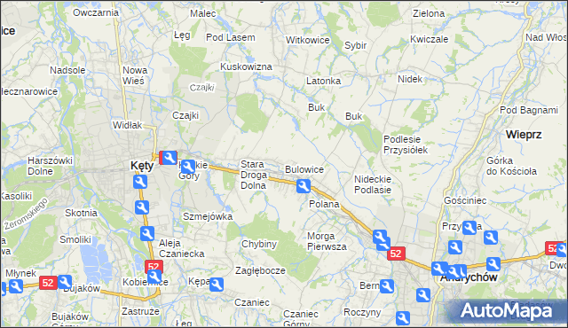 mapa Bulowice, Bulowice na mapie Targeo