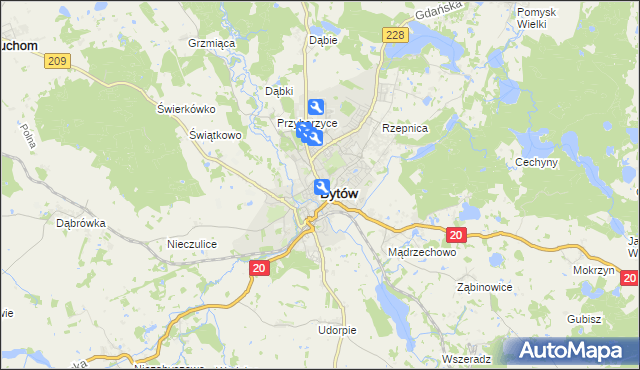 mapa Bytów, Bytów na mapie Targeo