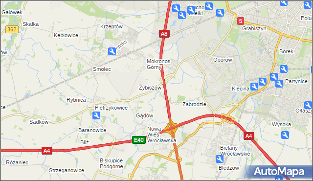 mapa Cesarzowice gmina Kąty Wrocławskie, Cesarzowice gmina Kąty Wrocławskie na mapie Targeo