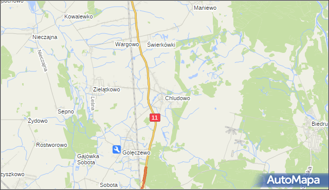 mapa Chludowo, Chludowo na mapie Targeo